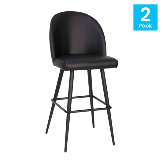 Flash Furniture AY-1026H-30-BK-GG Commercial Grade 30" Armless Barstool with Contoured Back in Black LeatherSoft - View 2