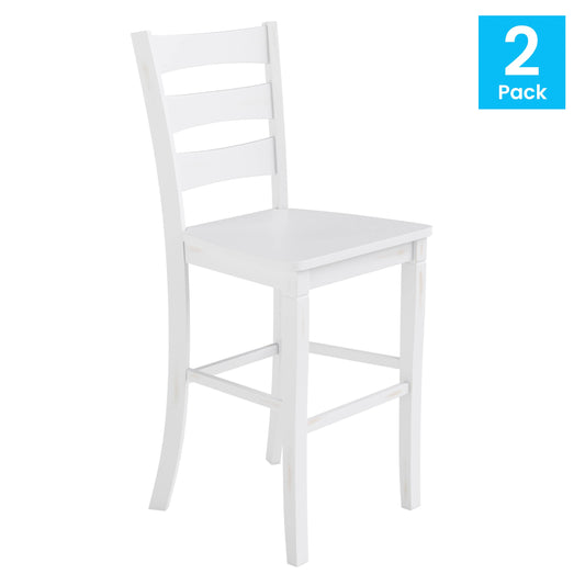 Flash Furniture ES-STBN5-29-WH-2-GG Commercial Grade Wooden Bar Height Stool in Antique White Wash, Set of 2 - View 2