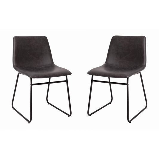 Flash Furniture ET-ER18345-18-GY-BK-GG 18 Inch Indoor Dining Table Chairs, Dark Gray LeatherSoft/Black Frame-Set of 2 - Main view