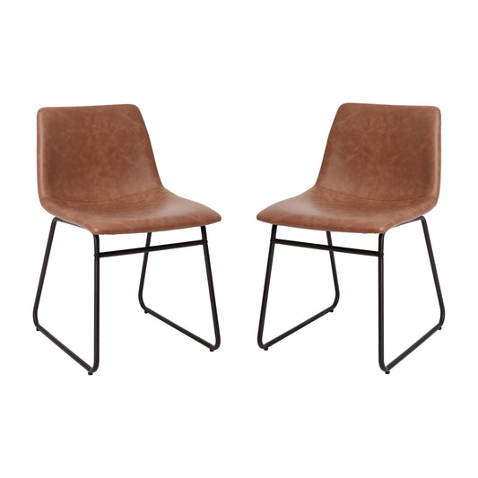 Flash Furniture ET-ER18345-18-LB-BK-GG 18 Inch Indoor Dining Table Chairs, Light Brown LeatherSoft/Black Frame-Set of 2 - Main view