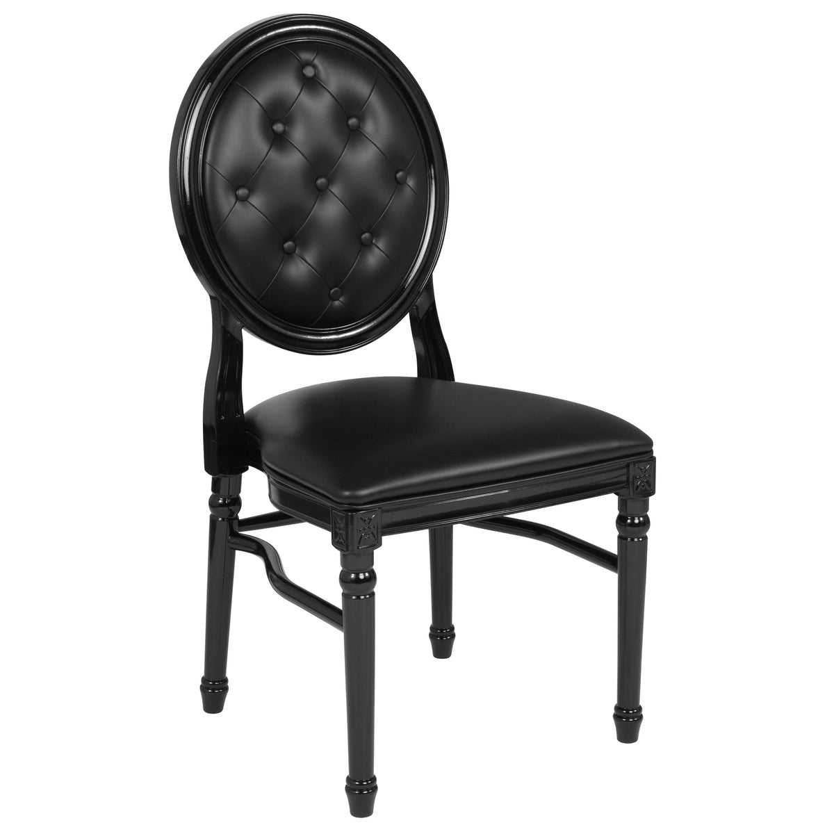 Flash Furniture LE-B-B-T-MON-GG 900 lb. Capacity King Louis Chair w/ Tufted Back, Black Vinyl Seat & Black Frame - Main view
