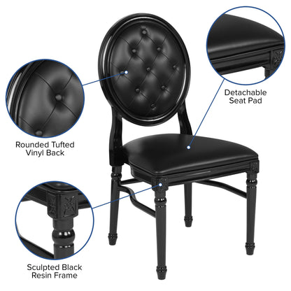 Flash Furniture LE-B-B-T-MON-GG 900 lb. Capacity King Louis Chair w/ Tufted Back, Black Vinyl Seat & Black Frame - View 3