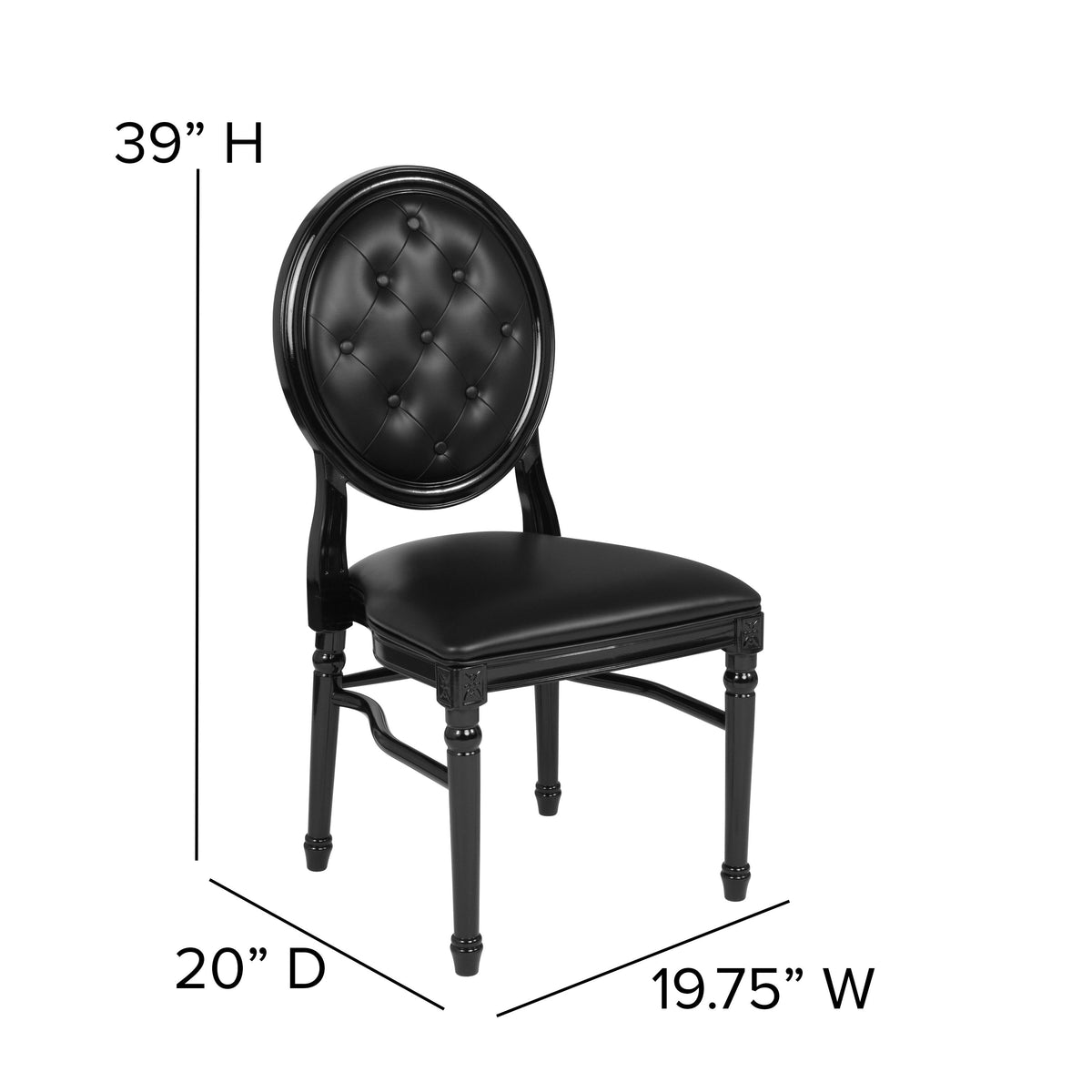 Flash Furniture LE-B-B-T-MON-GG 900 lb. Capacity King Louis Chair w/ Tufted Back, Black Vinyl Seat & Black Frame - View 4