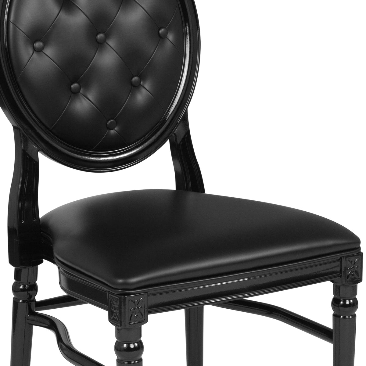 Flash Furniture LE-B-B-T-MON-GG 900 lb. Capacity King Louis Chair w/ Tufted Back, Black Vinyl Seat & Black Frame - View 6