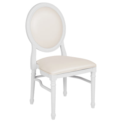 Flash Furniture LE-W-W-MON-GG 900 lb. Capacity King Louis Chair with White Vinyl Back and Seat and White Frame - Main view