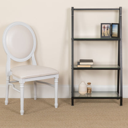Flash Furniture LE-W-W-MON-GG 900 lb. Capacity King Louis Chair with White Vinyl Back and Seat and White Frame - View 2