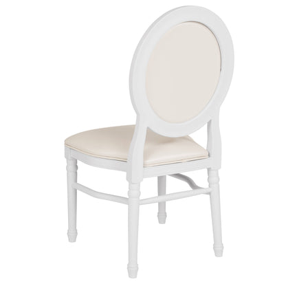 Flash Furniture LE-W-W-MON-GG 900 lb. Capacity King Louis Chair with White Vinyl Back and Seat and White Frame - View 5