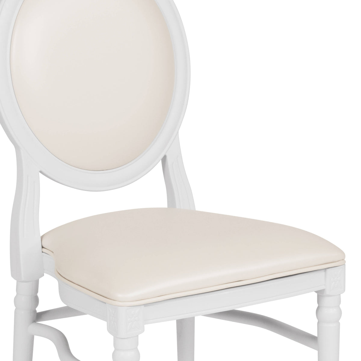 Flash Furniture LE-W-W-MON-GG 900 lb. Capacity King Louis Chair with White Vinyl Back and Seat and White Frame - View 6