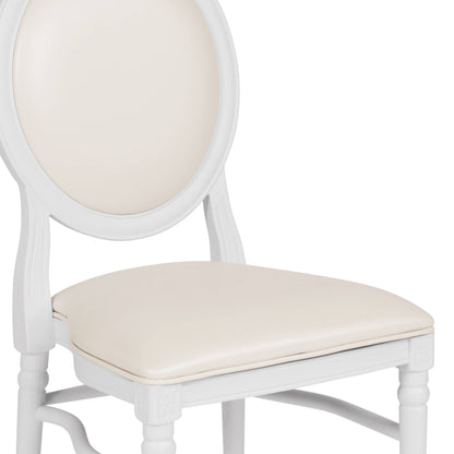 Flash Furniture LE-W-W-MON-GG 900 lb. Capacity King Louis Chair with White Vinyl Back and Seat and White Frame - View 6