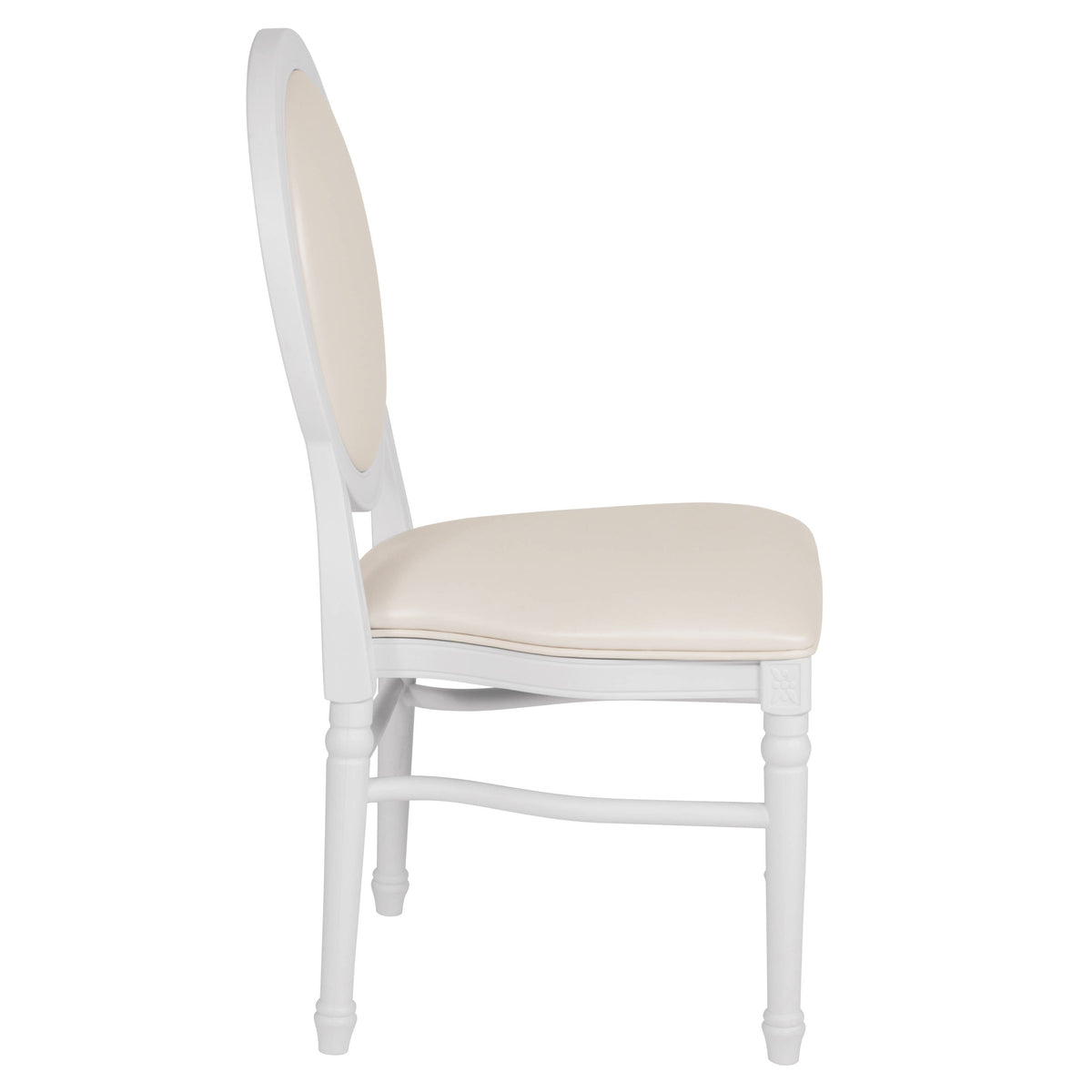 Flash Furniture LE-W-W-MON-GG 900 lb. Capacity King Louis Chair with White Vinyl Back and Seat and White Frame - View 7