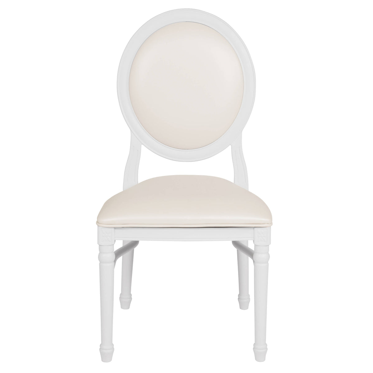 Flash Furniture LE-W-W-MON-GG 900 lb. Capacity King Louis Chair with White Vinyl Back and Seat and White Frame - View 8