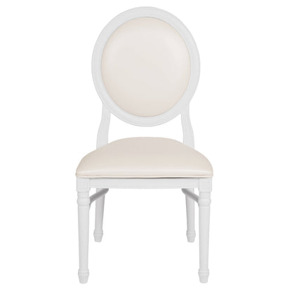 Flash Furniture LE-W-W-MON-GG 900 lb. Capacity King Louis Chair with White Vinyl Back and Seat and White Frame - View 8