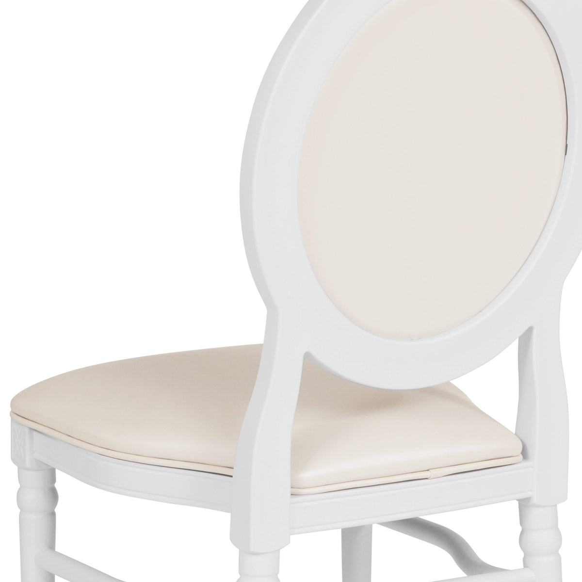 Flash Furniture LE-W-W-MON-GG 900 lb. Capacity King Louis Chair with White Vinyl Back and Seat and White Frame - View 9