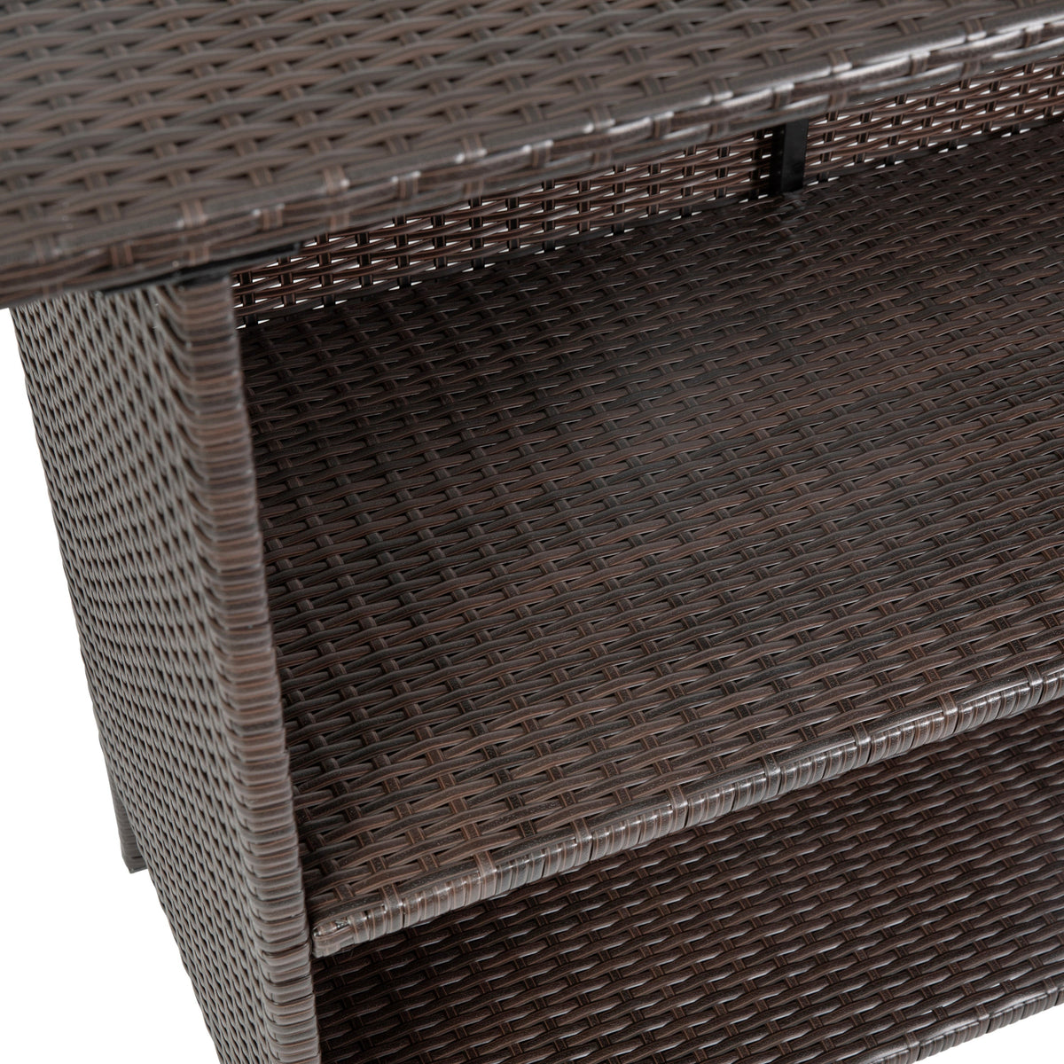 Flash Furniture LTS-0165-BR-GG Indoor/Outdoor Wicker Rattan Patio Bar Counter Table with Two Shelves in Brown - View 6
