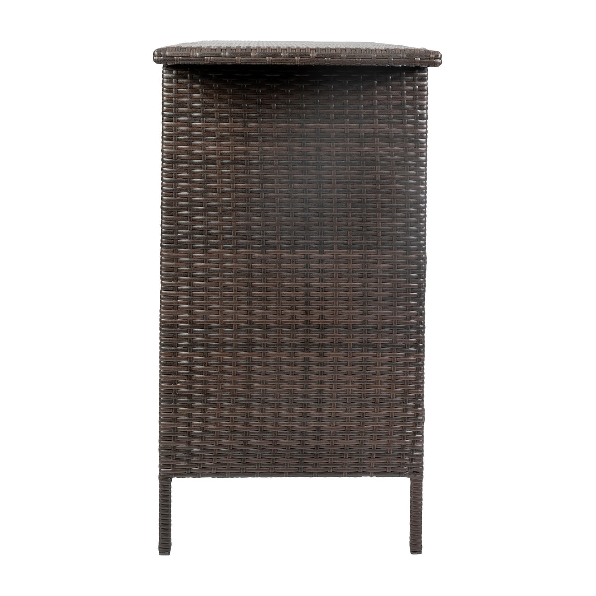 Flash Furniture LTS-0165-BR-GG Indoor/Outdoor Wicker Rattan Patio Bar Counter Table with Two Shelves in Brown - View 7