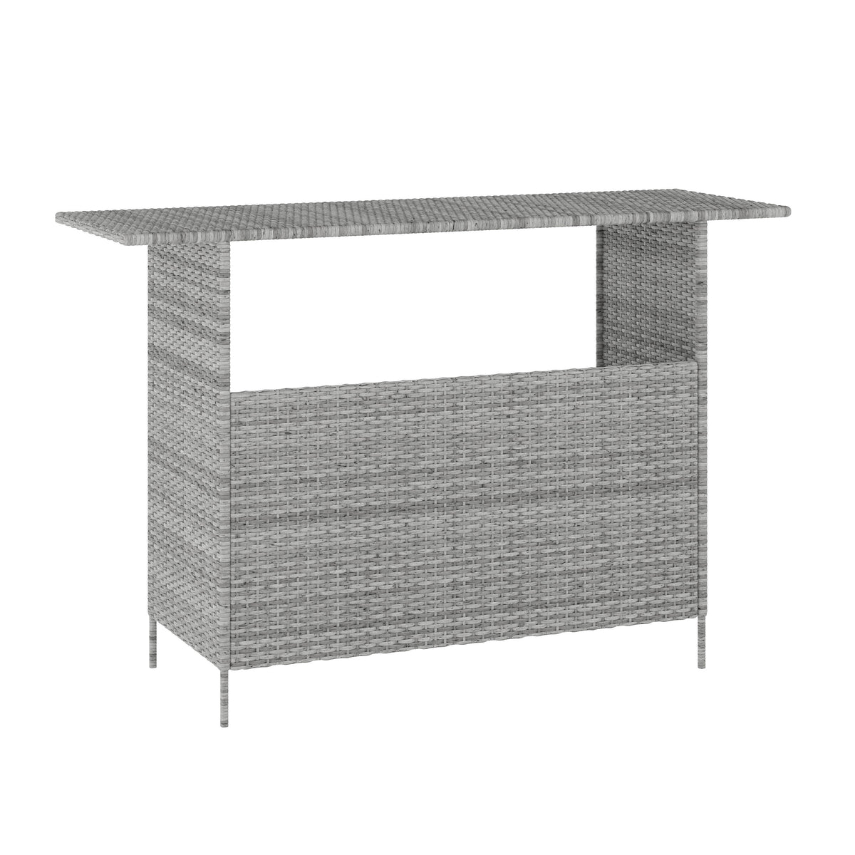 Flash Furniture LTS-0165-GY-GG Indoor/Outdoor Wicker Rattan Patio Bar Counter Table with Two Shelves in Gray - Main view