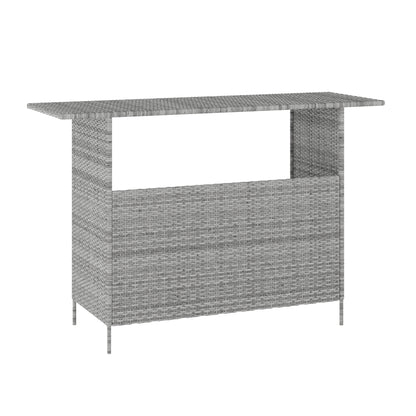 Flash Furniture LTS-0165-GY-GG Indoor/Outdoor Wicker Rattan Patio Bar Counter Table with Two Shelves in Gray - Main view