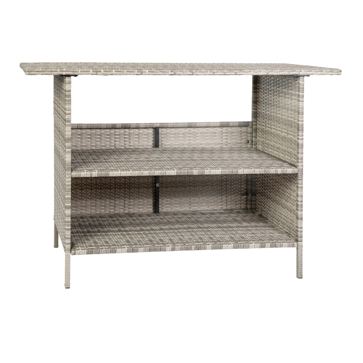 Flash Furniture LTS-0165-GY-GG Indoor/Outdoor Wicker Rattan Patio Bar Counter Table with Two Shelves in Gray - View 4
