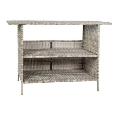 Flash Furniture LTS-0165-GY-GG Indoor/Outdoor Wicker Rattan Patio Bar Counter Table with Two Shelves in Gray - View 4
