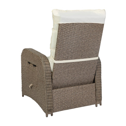 Flash Furniture LTS-0422-BG-BR-GG Indoor/Outdoor Wicker Rattan Recliner with Flip-Up Side Table in Beige & Brown (Beige Cushions/Brown Frame) - View 8
