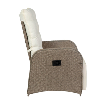 Flash Furniture LTS-0422-BG-BR-GG Indoor/Outdoor Wicker Rattan Recliner with Flip-Up Side Table in Beige & Brown (Beige Cushions/Brown Frame) - View 10