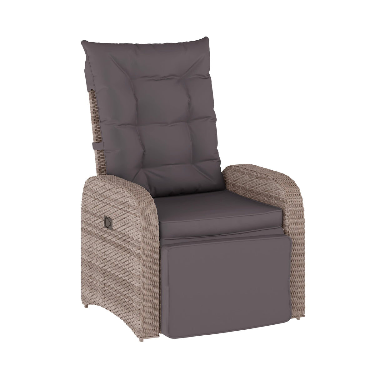 Flash Furniture LTS-0422-GY-GY-GG Indoor/Outdoor Wicker Rattan Recliner with Flip-Up Side Table in Gray (Gray Cushions/Gray Frame) - Main view