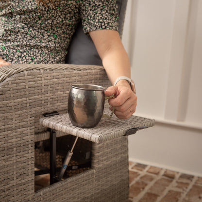 Flash Furniture LTS-0422-GY-GY-GG Indoor/Outdoor Wicker Rattan Recliner with Flip-Up Side Table in Gray (Gray Cushions/Gray Frame) - View 7