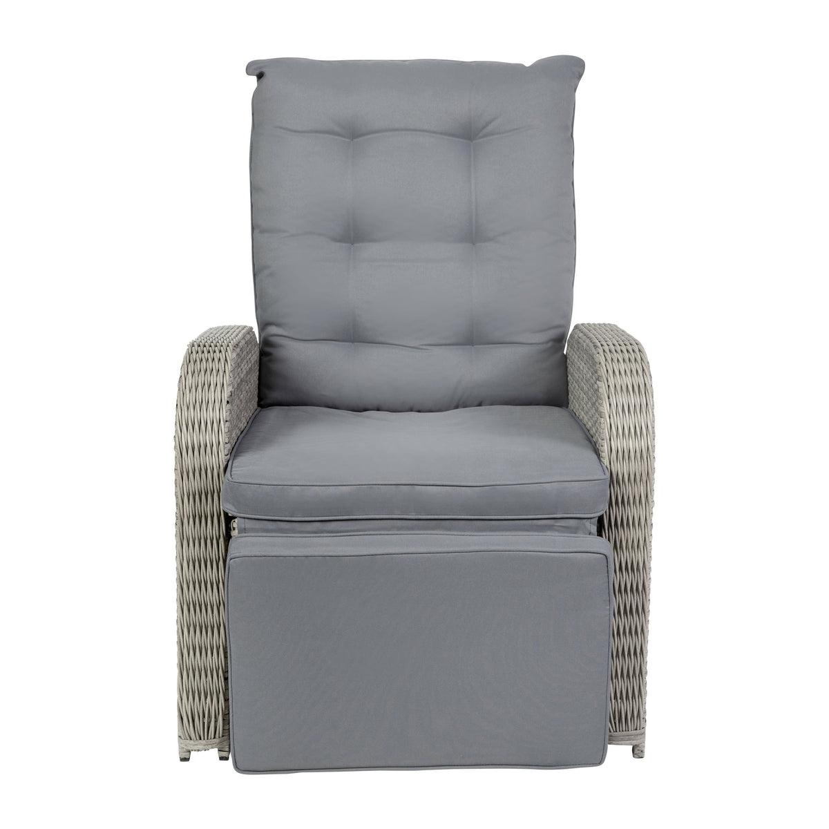 Flash Furniture LTS-0422-GY-GY-GG Indoor/Outdoor Wicker Rattan Recliner with Flip-Up Side Table in Gray (Gray Cushions/Gray Frame) - View 12