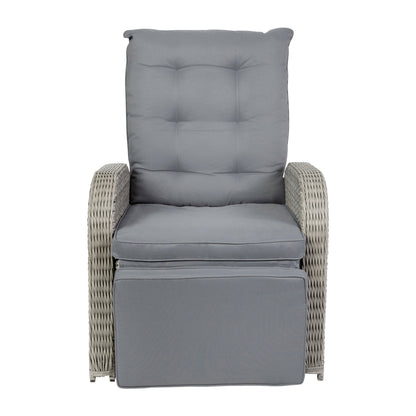 Flash Furniture LTS-0422-GY-GY-GG Indoor/Outdoor Wicker Rattan Recliner with Flip-Up Side Table in Gray (Gray Cushions/Gray Frame) - View 12