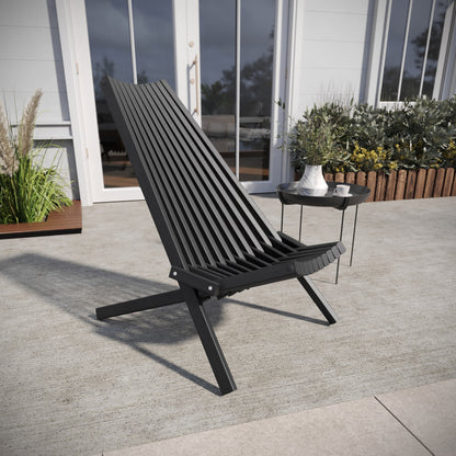Flash Furniture LTS-0441-BK-GG Commercial Indoor/Outdoor Low Profile Acacia Wood Patio Folding Chair in Black - View 2