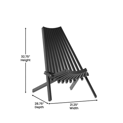 Flash Furniture LTS-0441-BK-GG Commercial Indoor/Outdoor Low Profile Acacia Wood Patio Folding Chair in Black - View 4