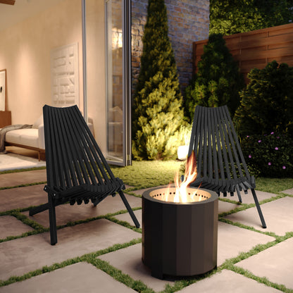 Flash Furniture LTS-0441-BK-GG Commercial Indoor/Outdoor Low Profile Acacia Wood Patio Folding Chair in Black - View 5