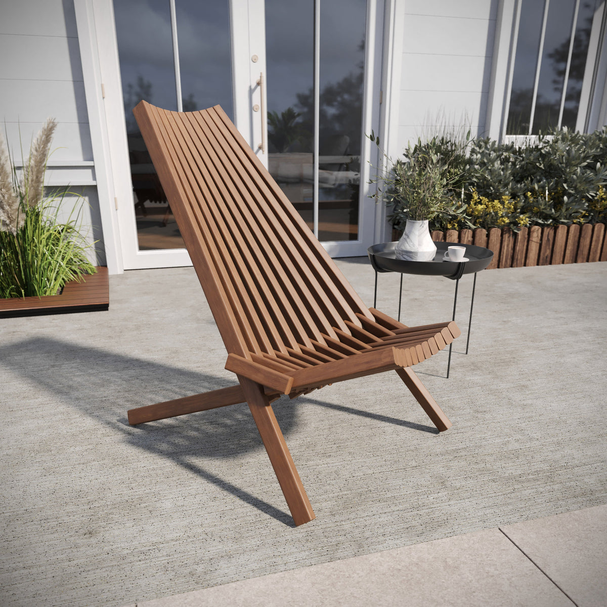 Flash Furniture LTS-0441-BR-GG Commercial Indoor/Outdoor Low Profile Acacia Wood Patio Folding Chair in Brown - View 2
