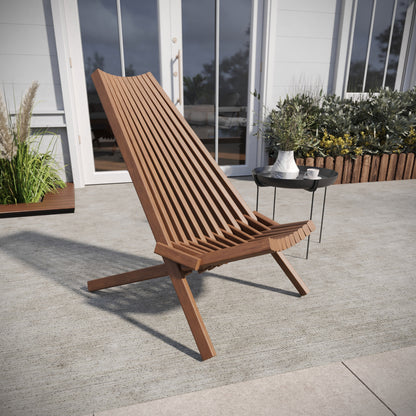 Flash Furniture LTS-0441-BR-GG Commercial Indoor/Outdoor Low Profile Acacia Wood Patio Folding Chair in Brown - View 2