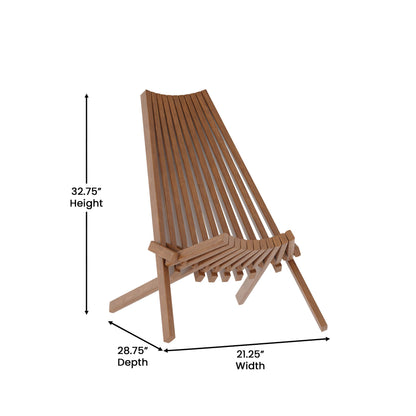 Flash Furniture LTS-0441-BR-GG Commercial Indoor/Outdoor Low Profile Acacia Wood Patio Folding Chair in Brown - View 4