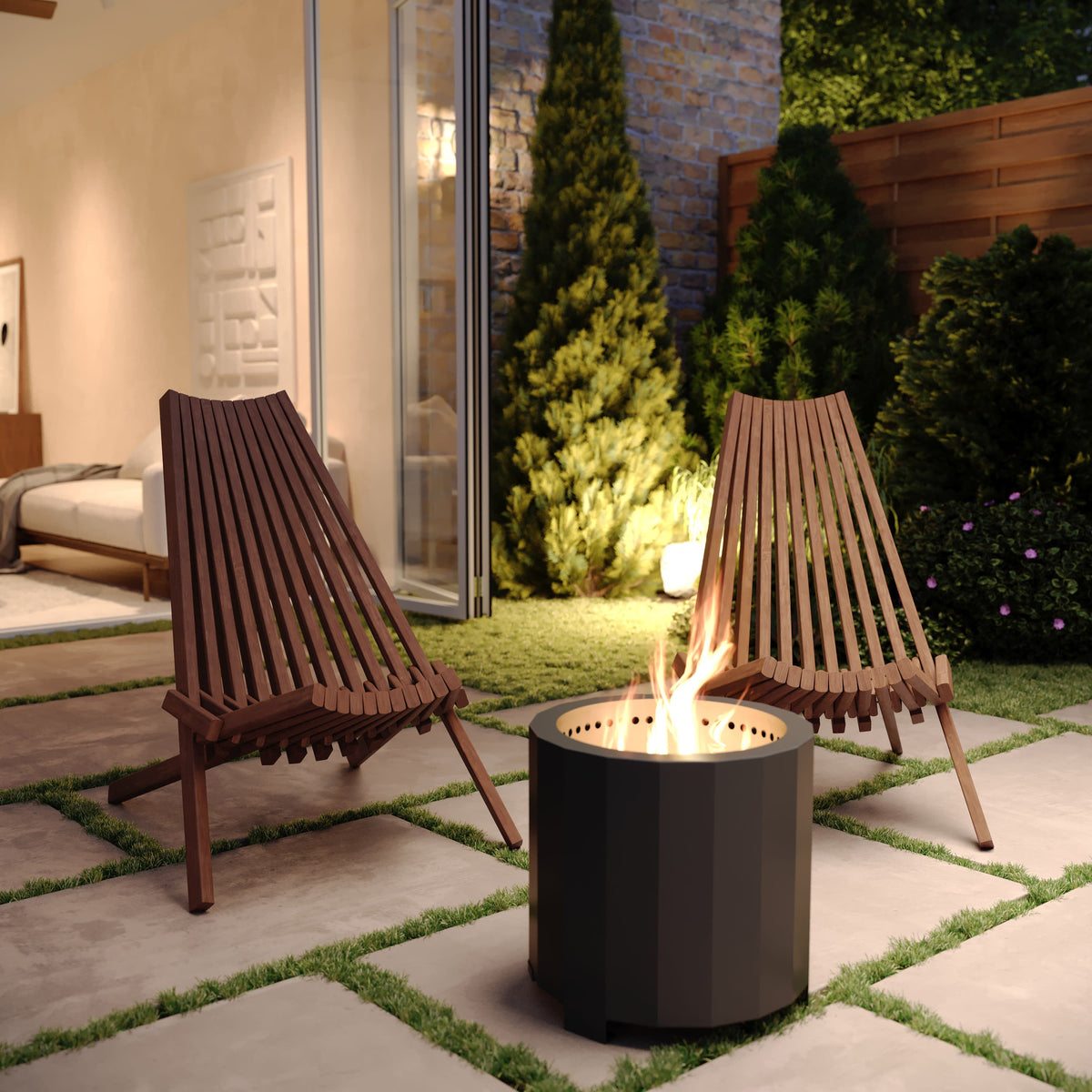Flash Furniture LTS-0441-BR-GG Commercial Indoor/Outdoor Low Profile Acacia Wood Patio Folding Chair in Brown - View 5