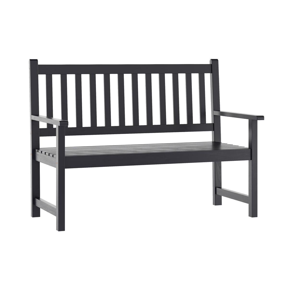 Flash Furniture LTS-0525-BK-GG Commercial Indoor/Outdoor 2-Person Patio Acacia Wood Bench Loveseat in Black - Main view