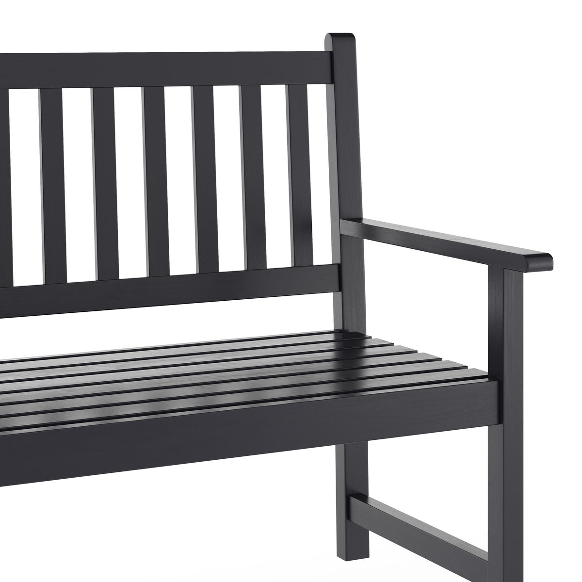 Flash Furniture LTS-0525-BK-GG Commercial Indoor/Outdoor 2-Person Patio Acacia Wood Bench Loveseat in Black - View 6