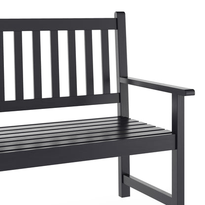 Flash Furniture LTS-0525-BK-GG Commercial Indoor/Outdoor 2-Person Patio Acacia Wood Bench Loveseat in Black - View 6