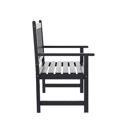 Flash Furniture LTS-0525-BK-GG Commercial Indoor/Outdoor 2-Person Patio Acacia Wood Bench Loveseat in Black - View 7