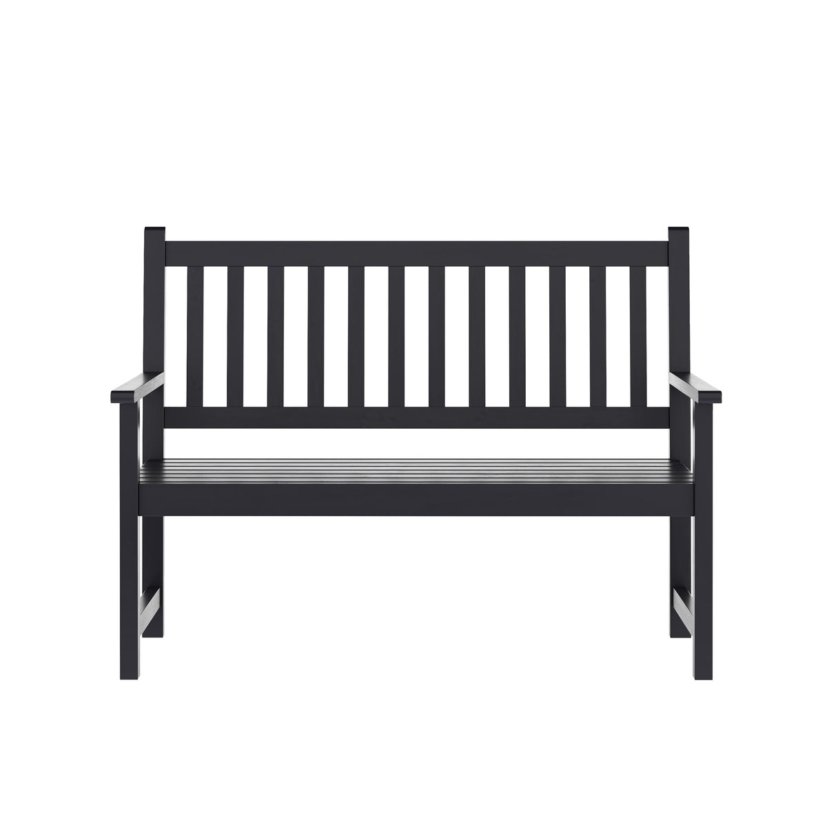 Flash Furniture LTS-0525-BK-GG Commercial Indoor/Outdoor 2-Person Patio Acacia Wood Bench Loveseat in Black - View 8