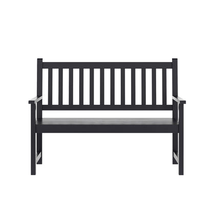 Flash Furniture LTS-0525-BK-GG Commercial Indoor/Outdoor 2-Person Patio Acacia Wood Bench Loveseat in Black - View 8