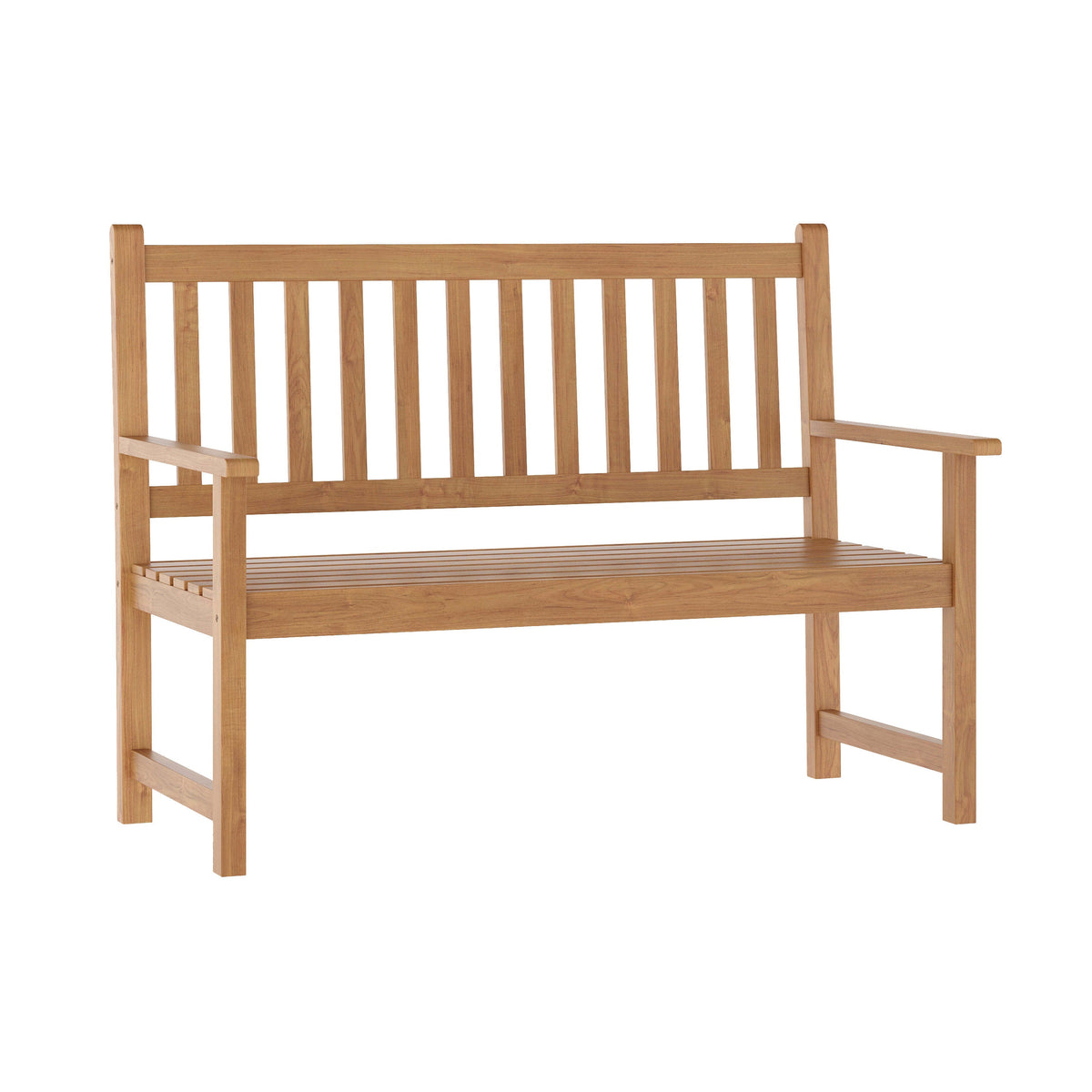 Flash Furniture LTS-0525-BR-GG Commercial Indoor/Outdoor 2-Person Patio Acacia Wood Bench Loveseat in Brown - Main view