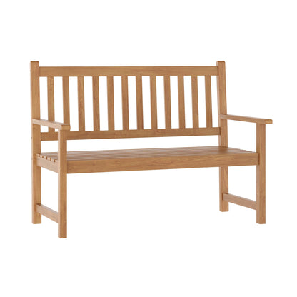 Flash Furniture LTS-0525-BR-GG Commercial Indoor/Outdoor 2-Person Patio Acacia Wood Bench Loveseat in Brown - Main view