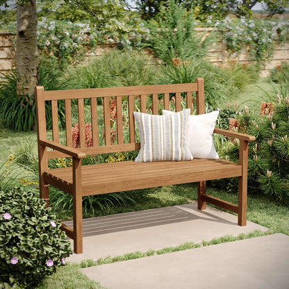 Flash Furniture LTS-0525-BR-GG Commercial Indoor/Outdoor 2-Person Patio Acacia Wood Bench Loveseat in Brown - View 2