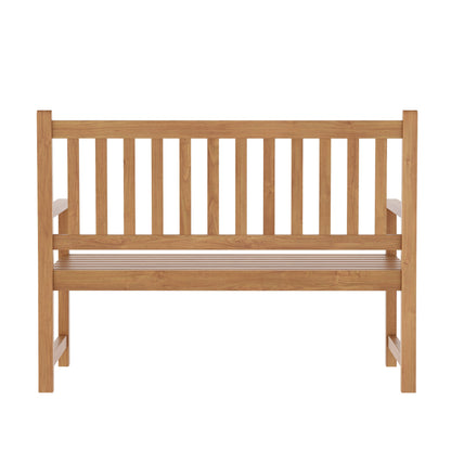 Flash Furniture LTS-0525-BR-GG Commercial Indoor/Outdoor 2-Person Patio Acacia Wood Bench Loveseat in Brown - View 5