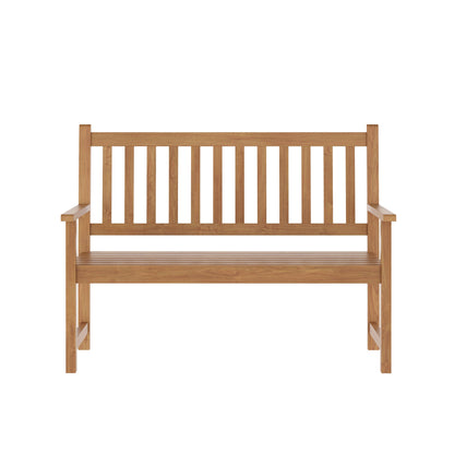Flash Furniture LTS-0525-BR-GG Commercial Indoor/Outdoor 2-Person Patio Acacia Wood Bench Loveseat in Brown - View 8