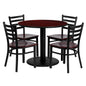 Flash Furniture MD-0004-GG 36" Round Mahogany Laminate Table Set with 4 Metal Chairs - Mahogany Wood Seat - Main view