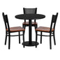 Flash Furniture MD-0007-GG 30" Round Black Laminate Table Set with 3 Metal Chairs - Cherry Wood Seat - Main view