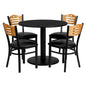 Flash Furniture MD-0009-GG 36" Round Black Laminate Table Set with 4 Metal Chairs - Black Vinyl Seat - Main view